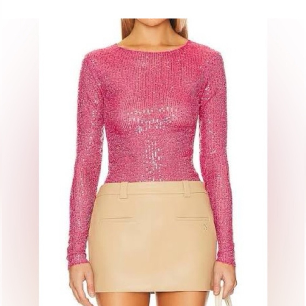 Free people sheer long sleeve sequin sparkly top